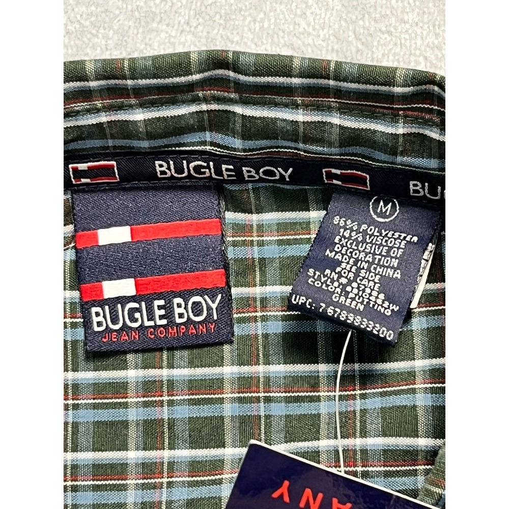Y2K Bugle Boy Oversized Utility Shirt Mens M Green Plaid NWT - Picture 3 of 3